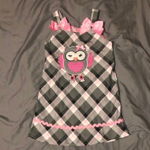 Gray and pink owl dress worn once for picture day.